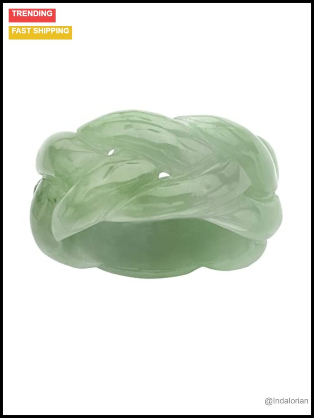 Genuine Green Jade Braided Eternity Ring Special Cut Wedding